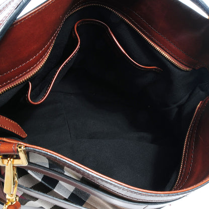 Burberry House Check Bridle Calfskin Small Dutton Hobo Dark Tan 5 of 11