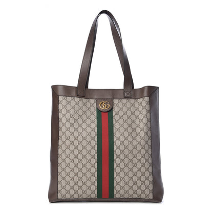 Gucci GG Supreme Monogram Web Large Ophidia Vertical Shopping Tote Brown 1 of 10