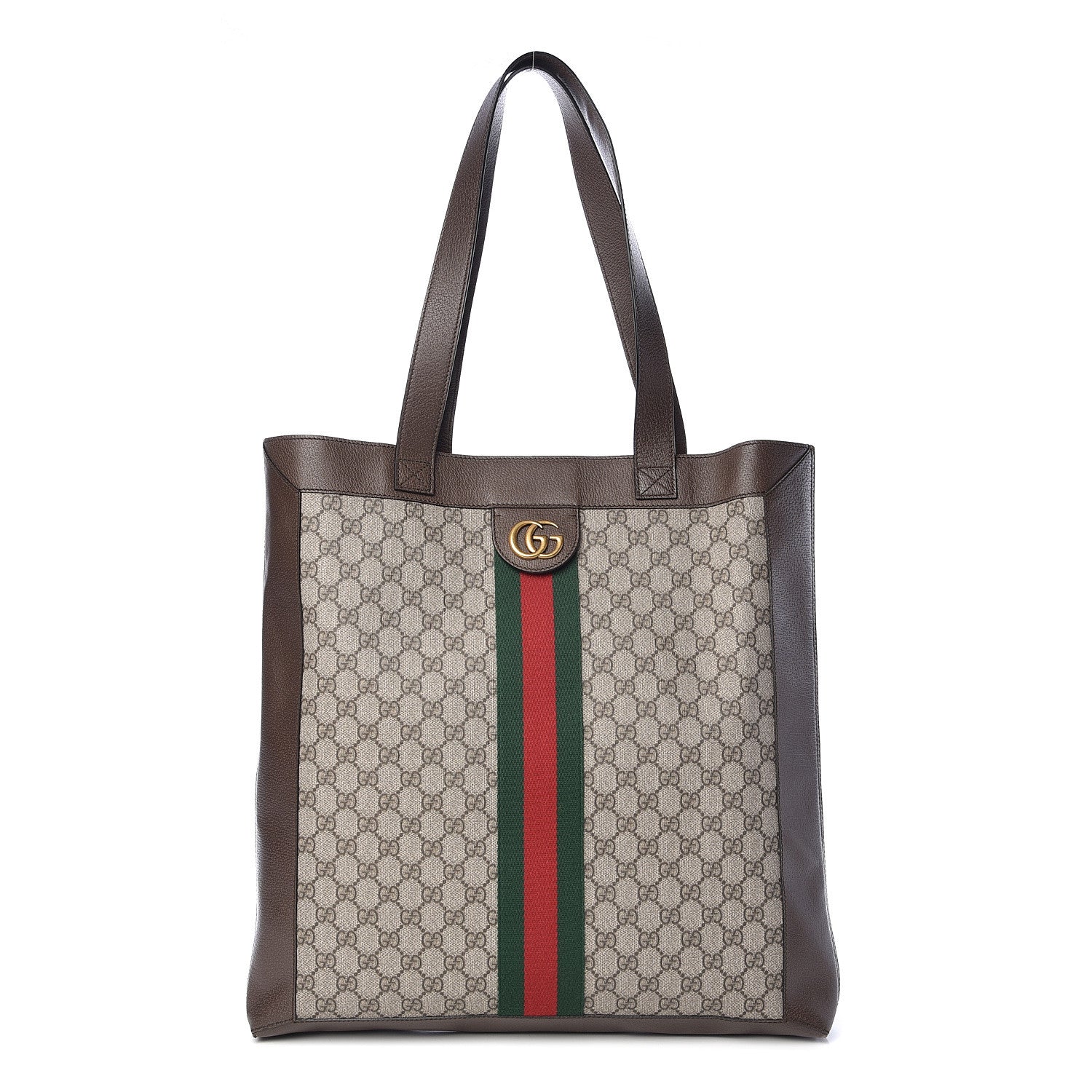 Gucci GG Supreme Monogram Web Large Ophidia Vertical Shopping Tote Brown 1 of 12