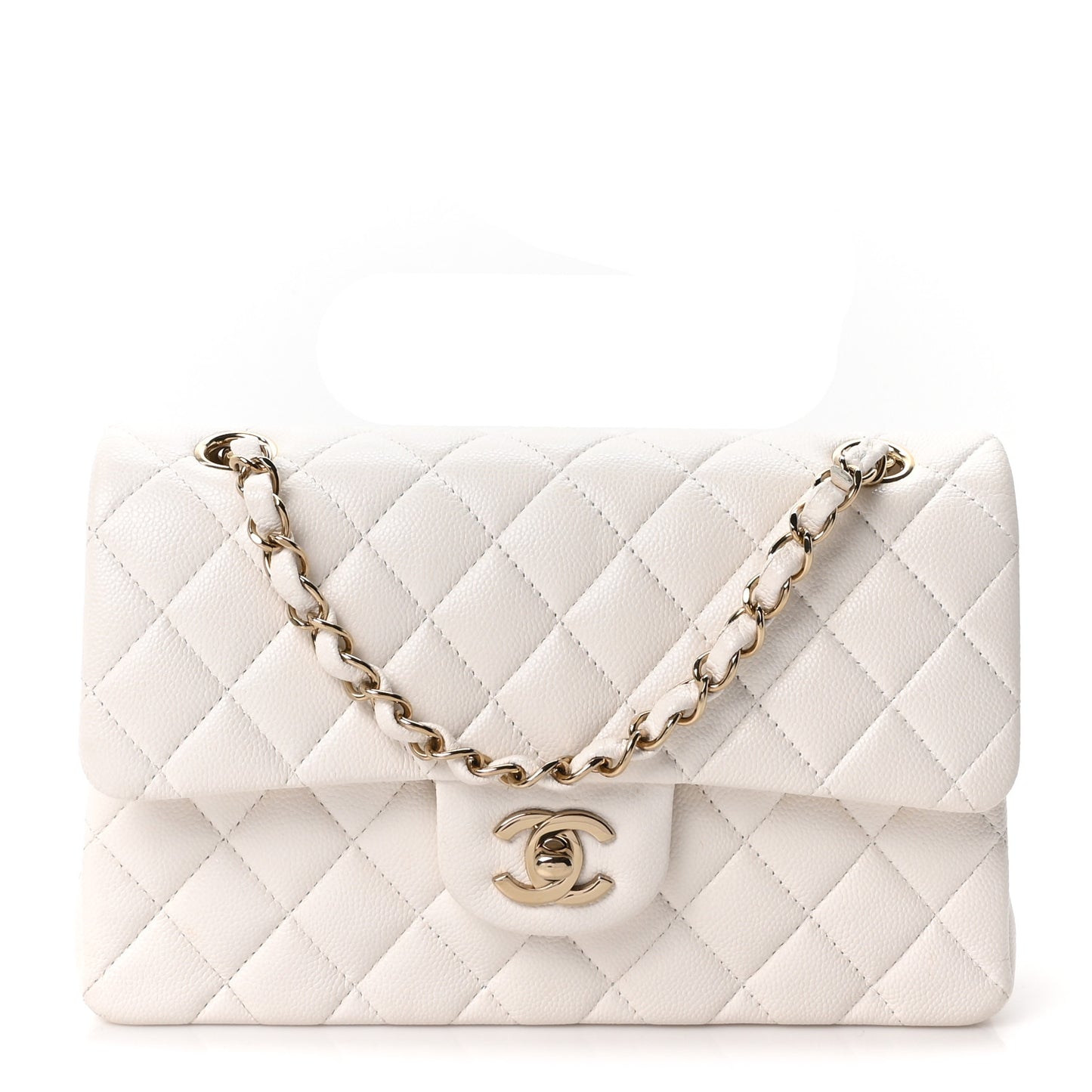 Caviar Quilted Small Double Flap White