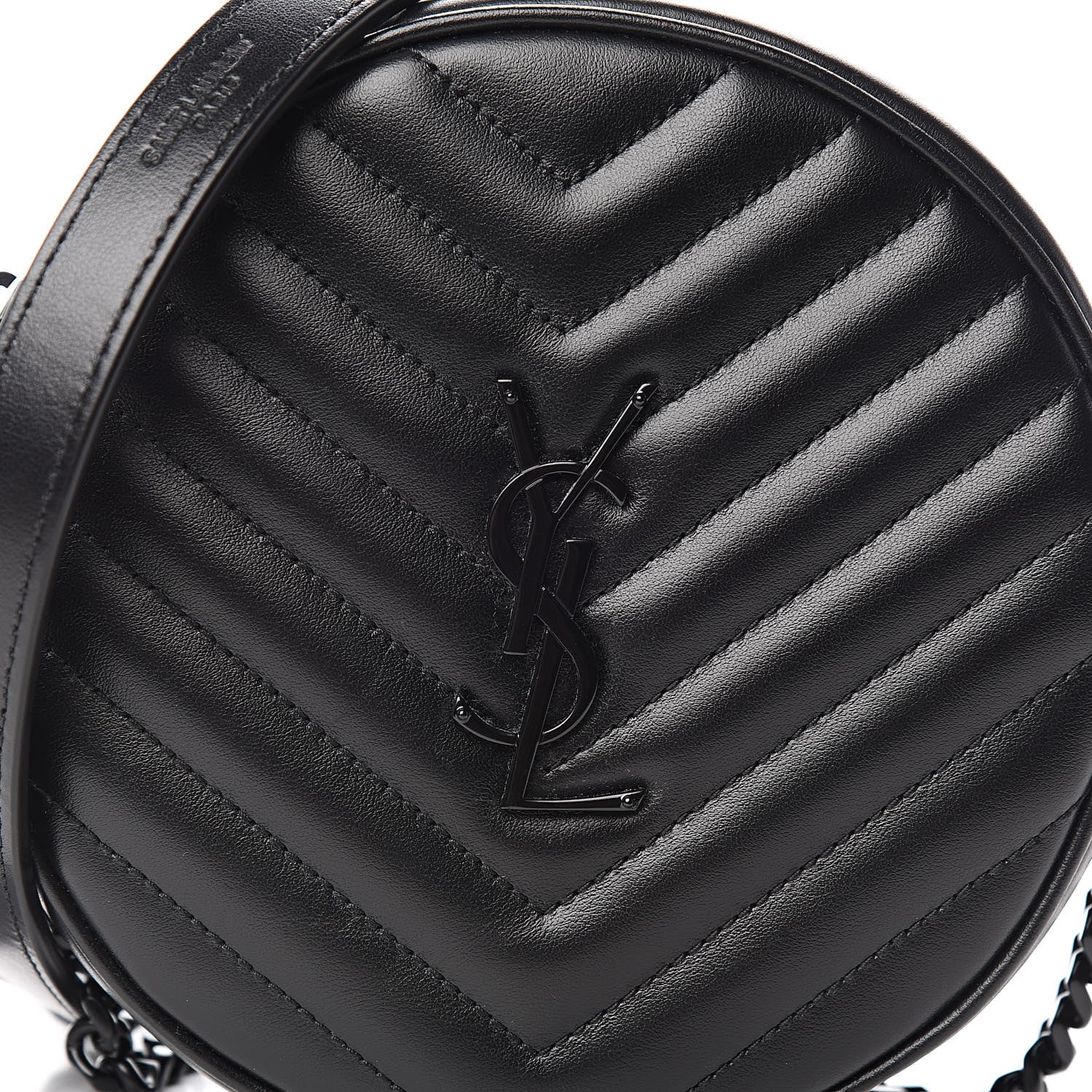 Saint Laurent Calfskin Matelasse Chevron Round Vinyle Camera Bag Black 10 of 10