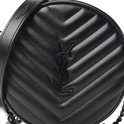 Saint Laurent Calfskin Matelasse Chevron Round Vinyle Camera Bag Black 10 of 10