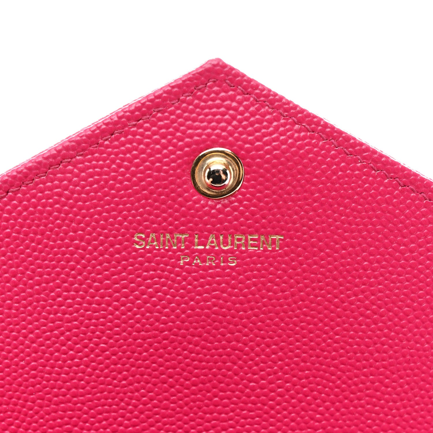 Saint Laurent Grain De Poudre Matelasse Chevron Monogram Chain Wallet Lipstick Fuchsia 7 of 15