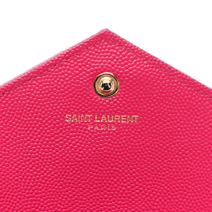 Saint Laurent Grain De Poudre Matelasse Chevron Monogram Chain Wallet Lipstick Fuchsia 7 of 15