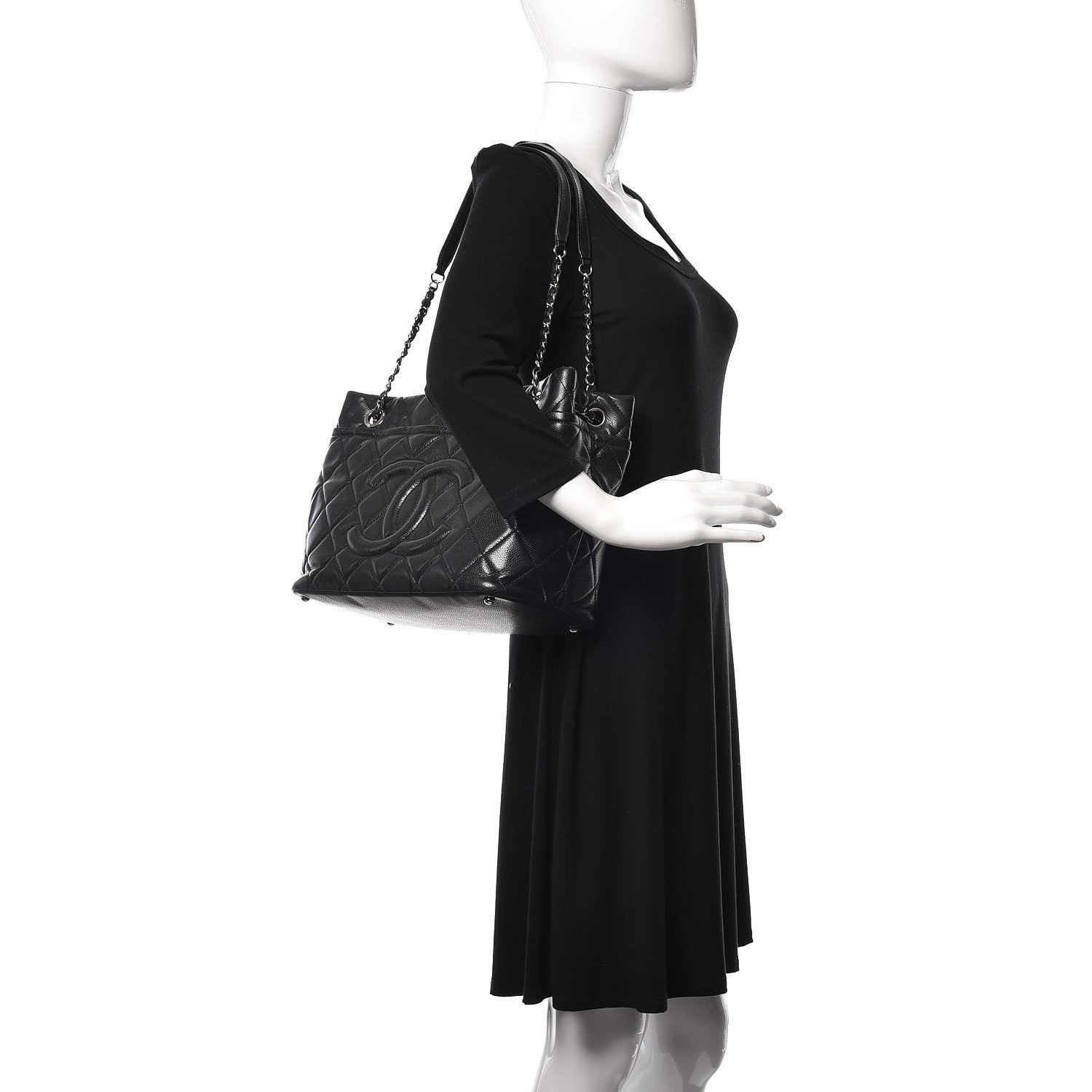 Chanel Caviar Quilted CC Timeless Soft Tote Black 2 of 10
