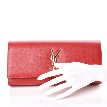Saint Laurent Grain De Poudre Classic Monogram Cassandre Clutch New Red 2 of 8