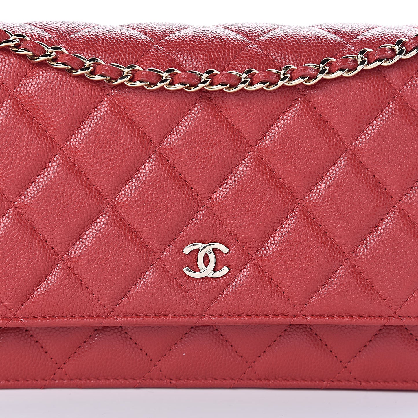 Caviar Quilted Wallet on Chain WOC Red