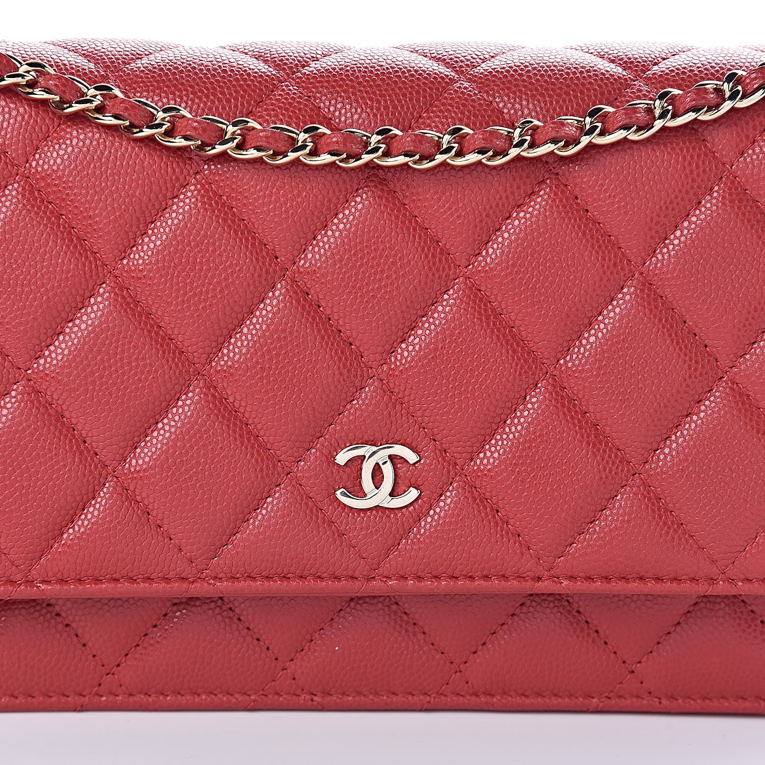 Chanel Caviar Quilted Wallet on Chain WOC Red 9 of 14