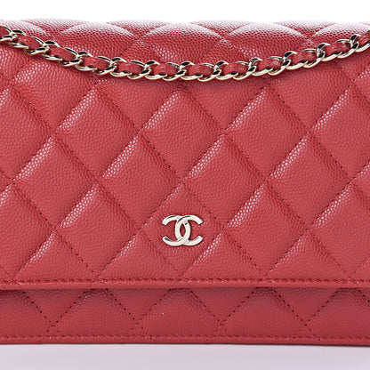 Chanel Caviar Quilted Wallet on Chain WOC Red 9 of 14