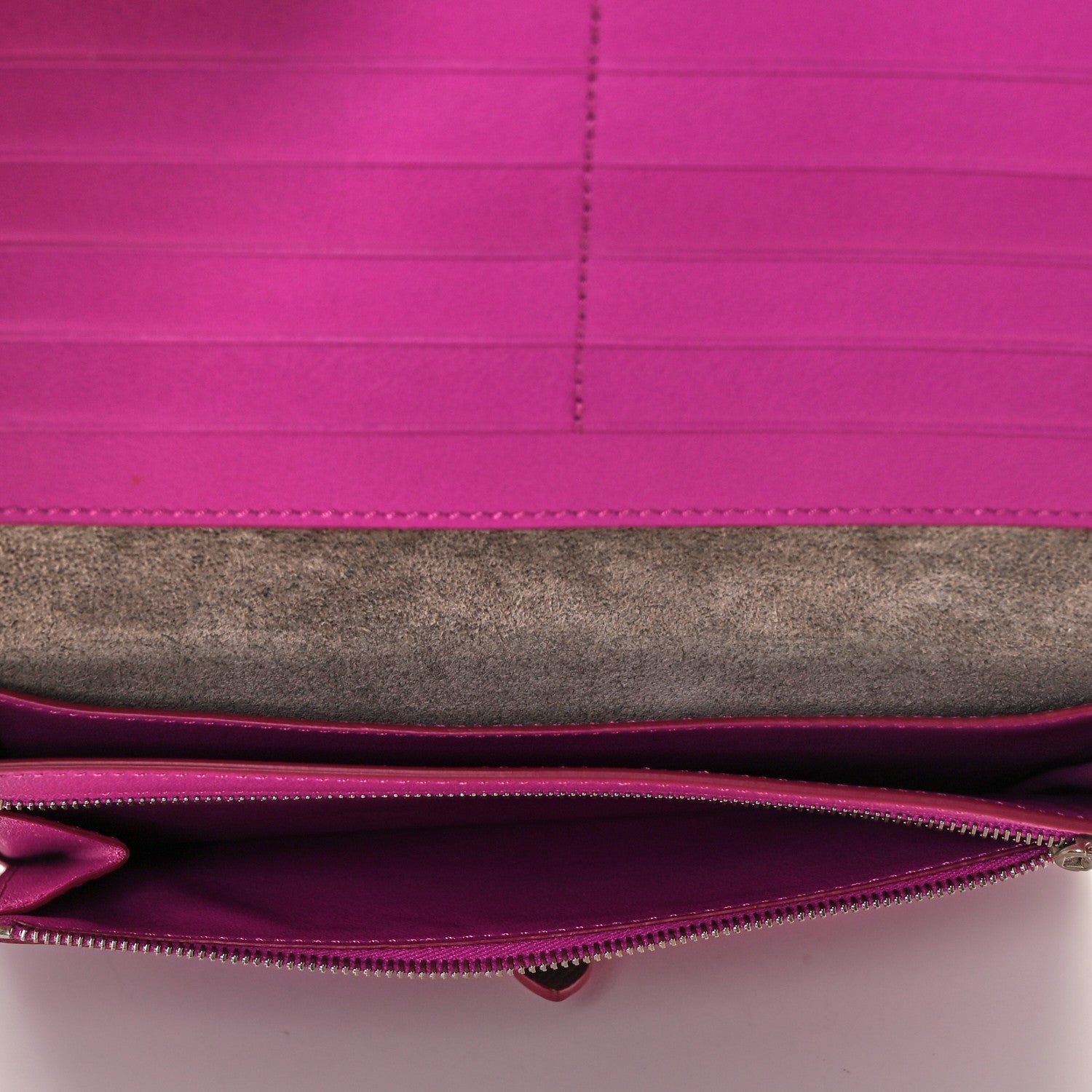 Celine Grained Calfskin Large Multifunction Strap Wallet Grey Pink 6 of 10