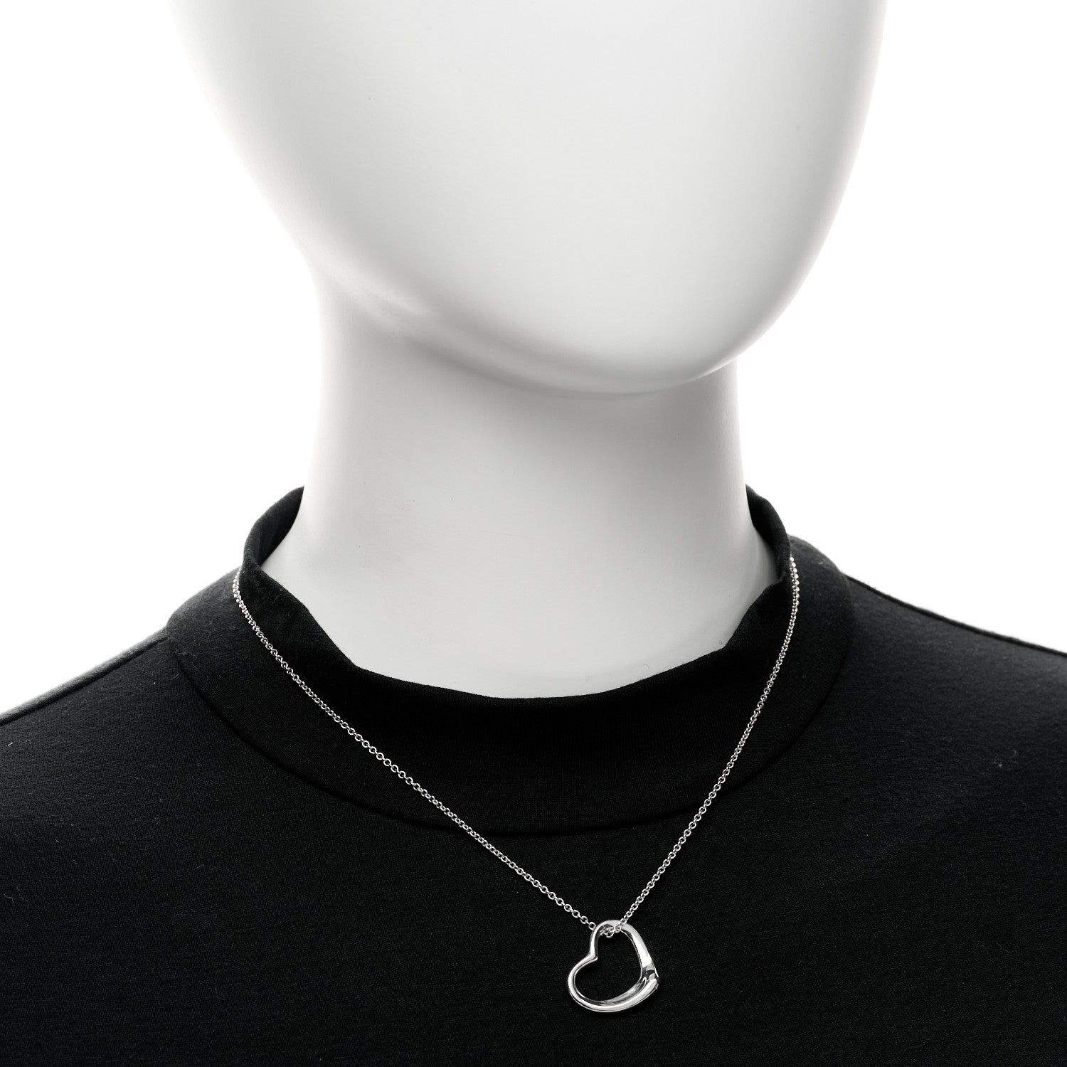 Tiffany Sterling Silver 22mm Elsa Peretti Open Heart Pendant Necklace 2 of 5