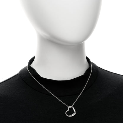 Tiffany Sterling Silver 22mm Elsa Peretti Open Heart Pendant Necklace 2 of 5