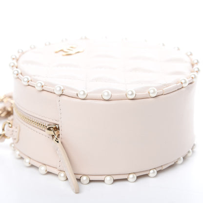 Chanel Calfskin Quilted Pearl Round Clutch With Chain White 8 of 10