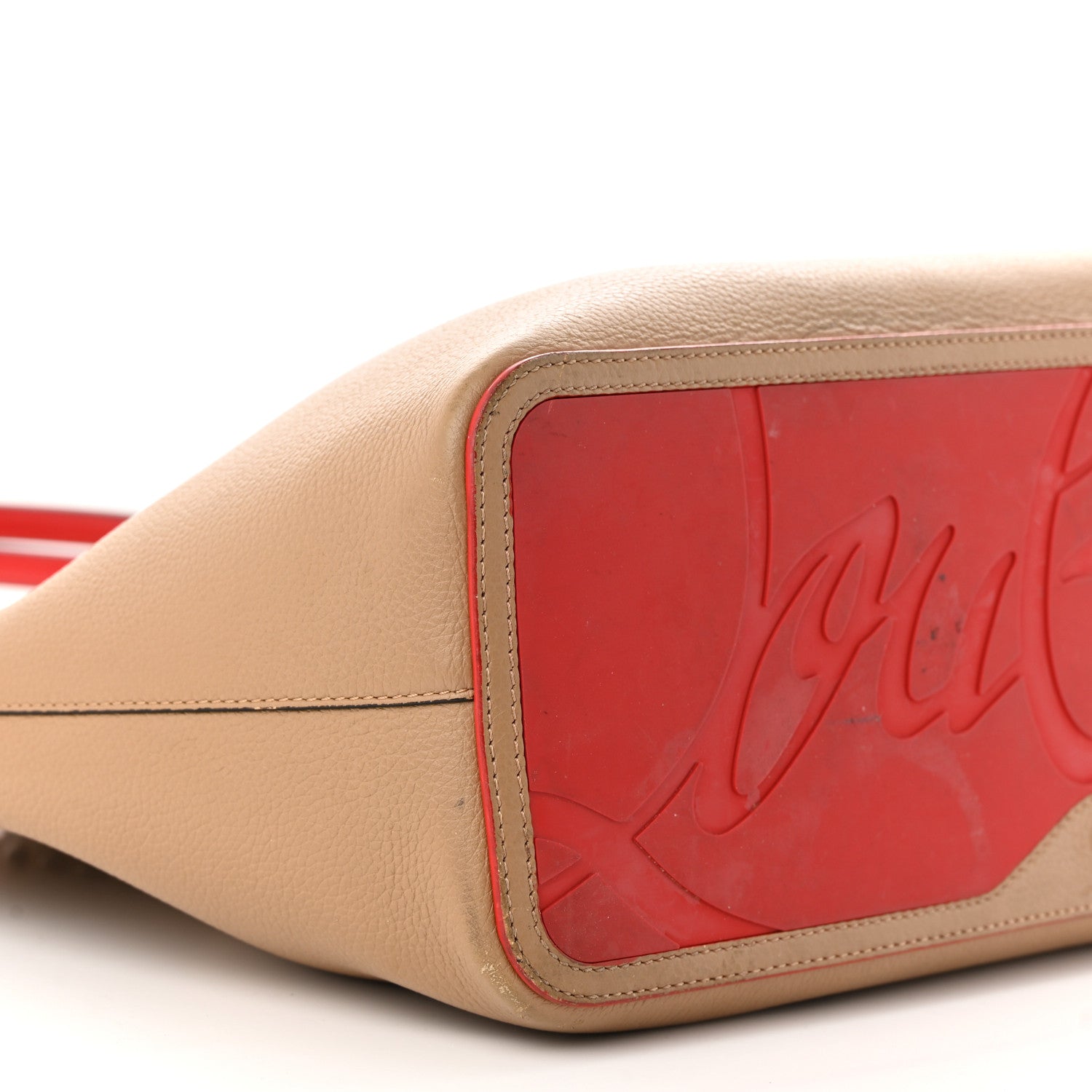 Christian Louboutin Calfskin Spiked Large Cabarock Shopper Tote Fennec 8 of 15