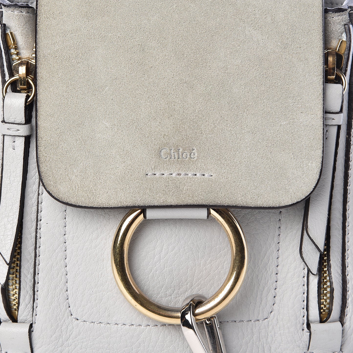 Suede Calfskin Mini Faye Backpack Airy Grey