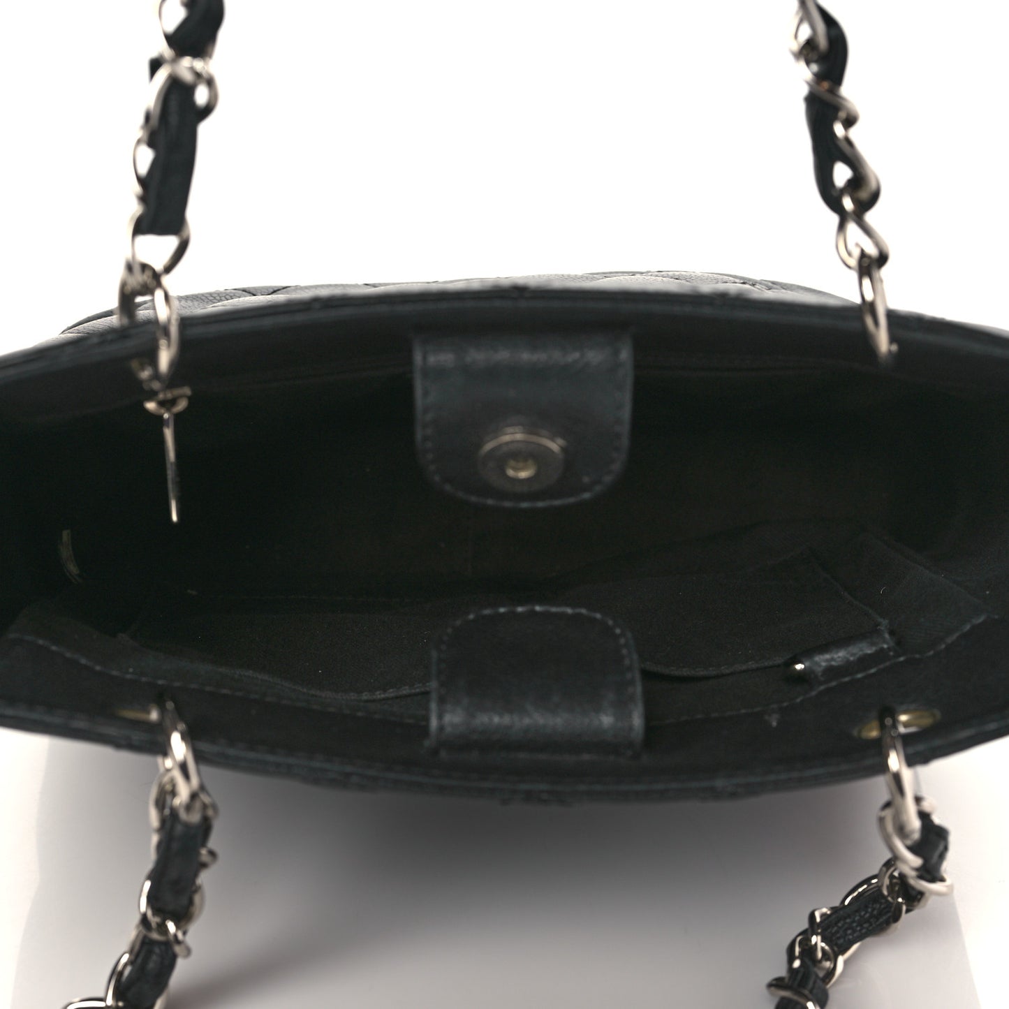 Caviar Quilted Petit Shopping Tote PST Black