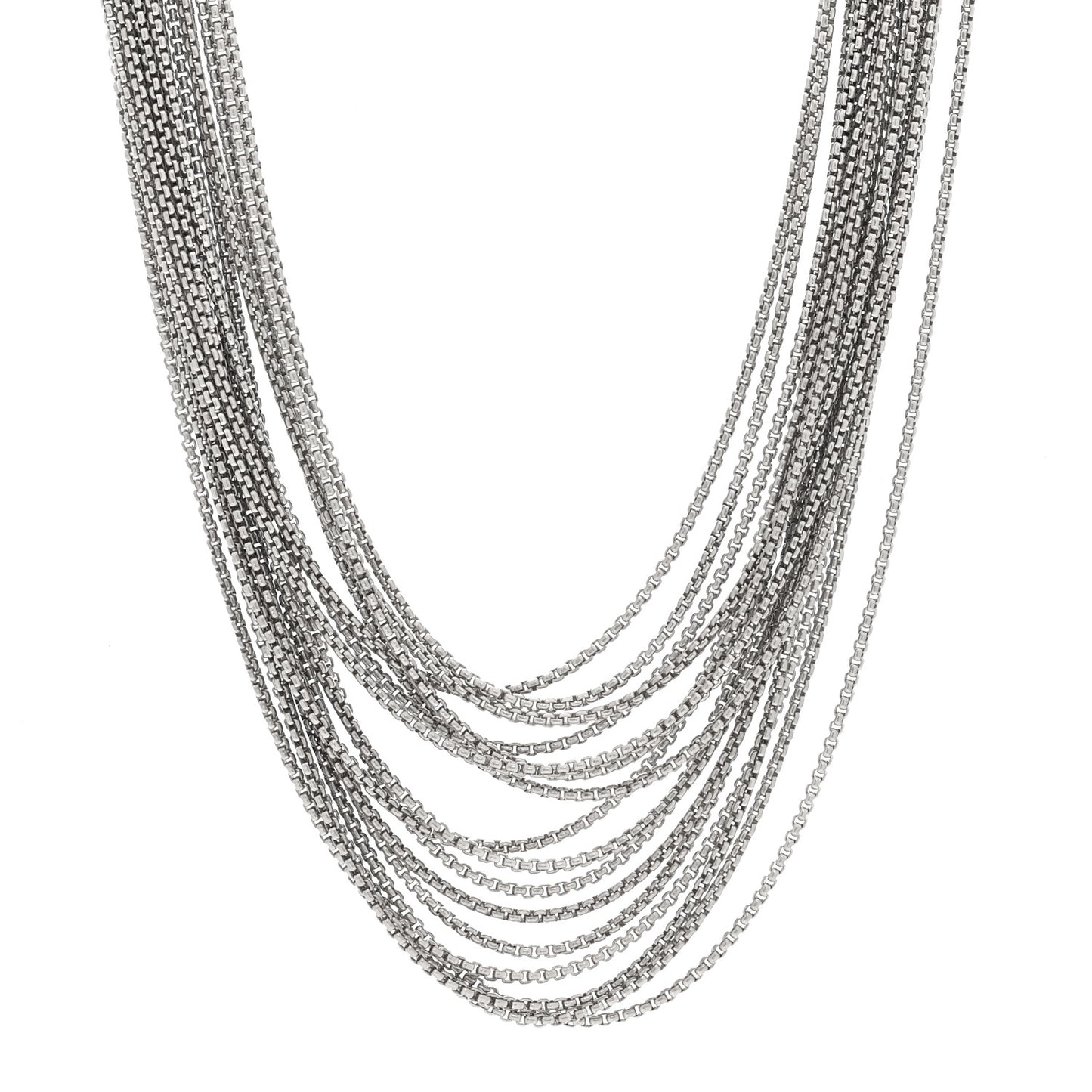 Sterling Silver Multi Strand Box Chain Necklace
