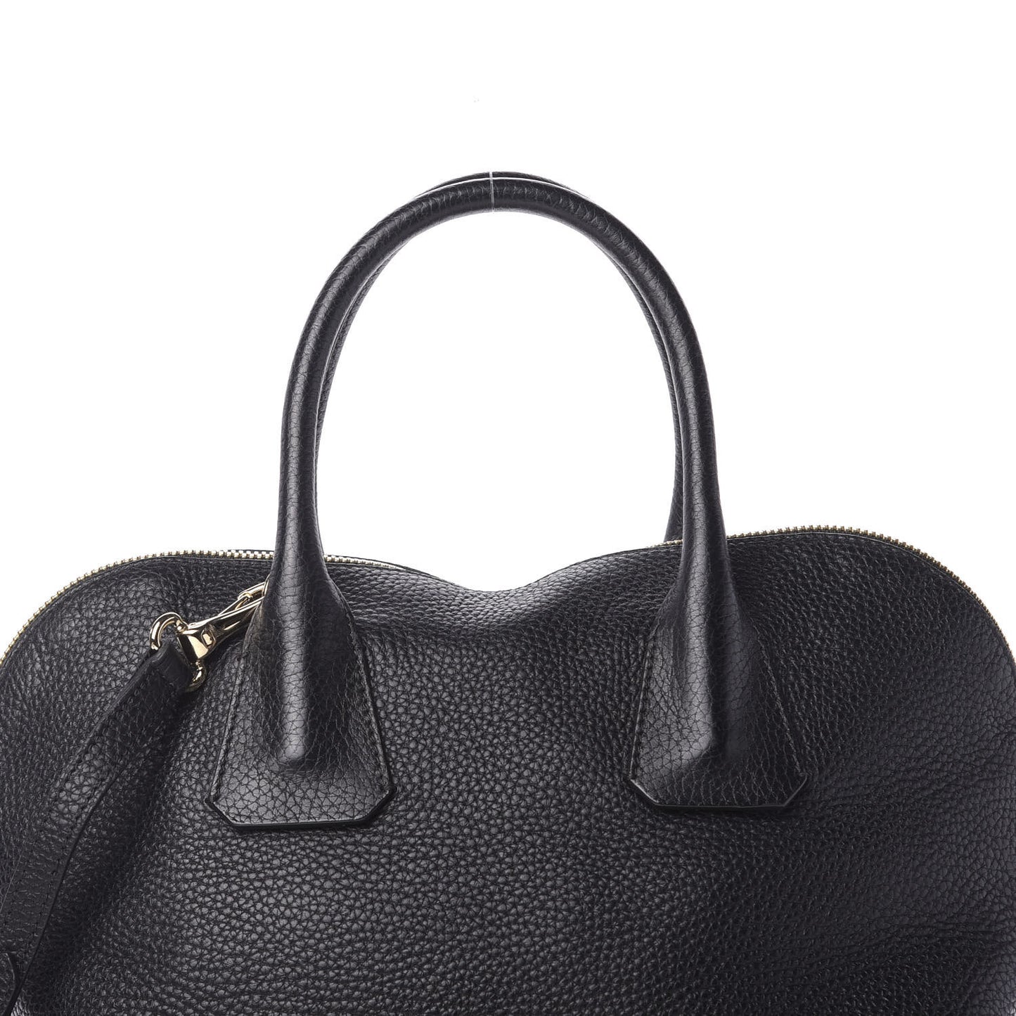 London Grainy Calfskin Medium Greenwood Bowling Bag Black