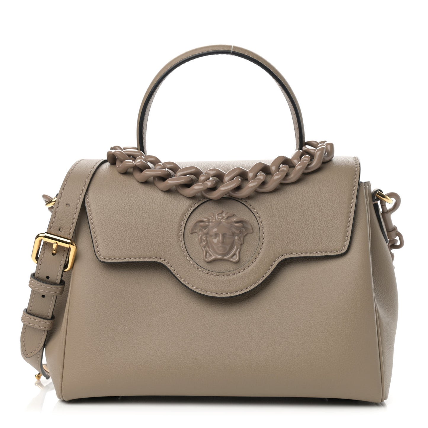 Grained Calfskin Medium La Medusa Bag Taupe