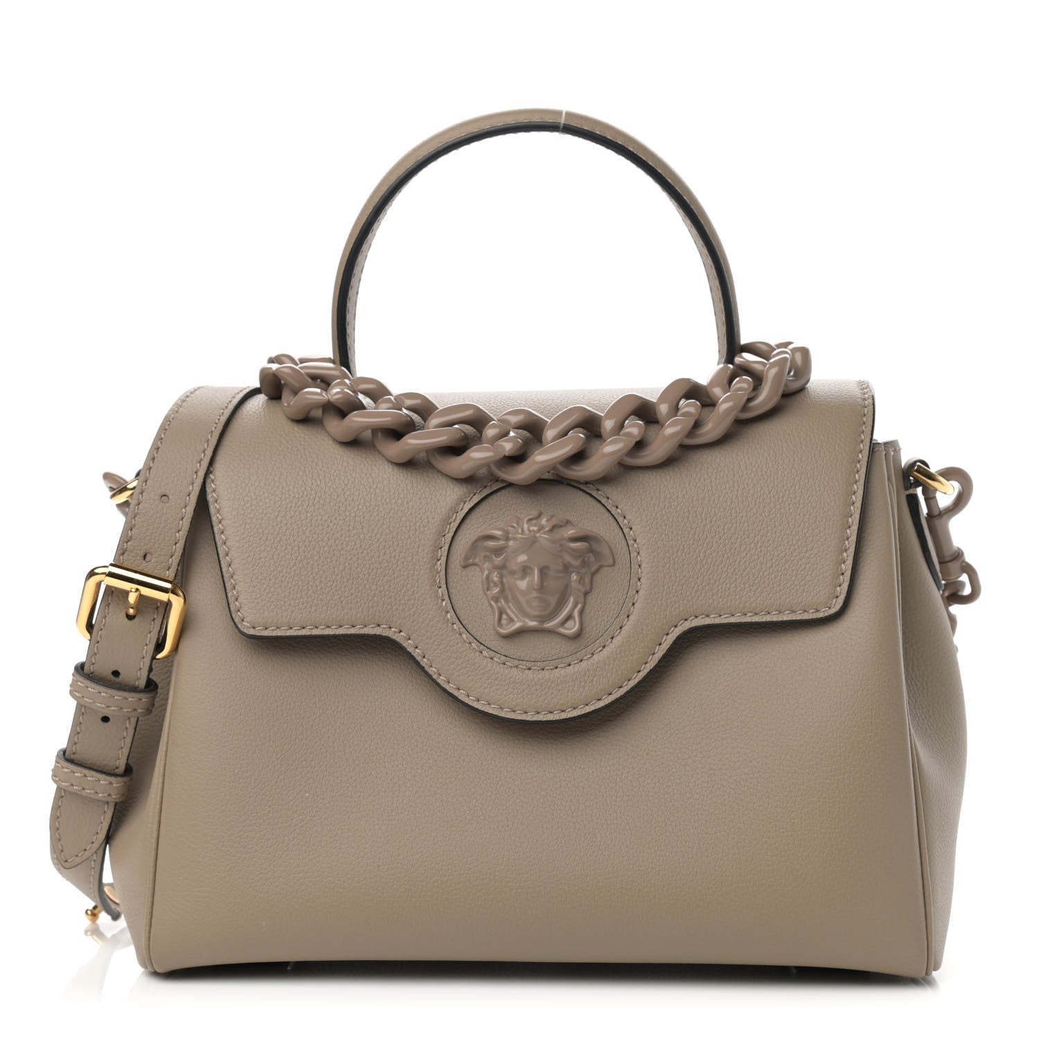 Versace Grained Calfskin Medium La Medusa Bag Taupe 1 of 10