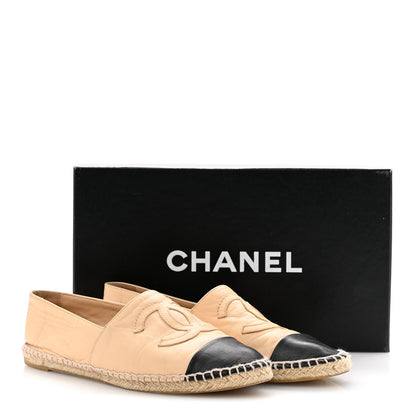 Chanel Lambskin CC Espadrilles 37 Beige Black 11 of 11