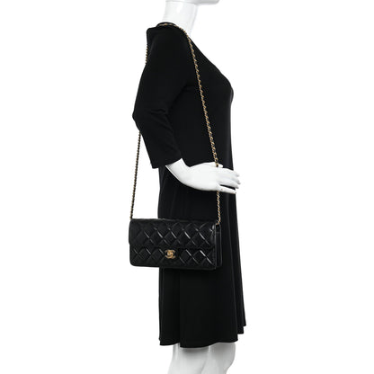 Chanel Shiny Lambskin Quilted Flap Clutch Bag Black 2 of 10