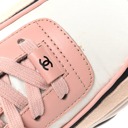 Chanel Nylon Lambskin Suede Calfskin CC Sneakers 40.5 Pink White Black 8 of 9