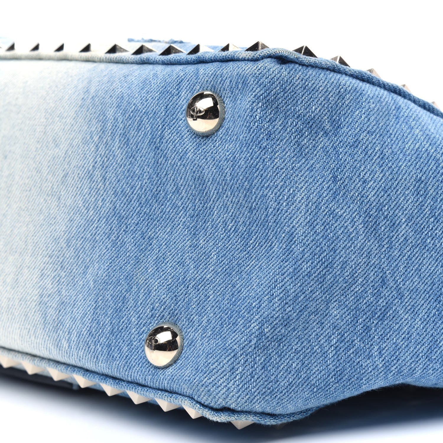 Valentino Garavani Denim Butterfly Embroidered Small Rockstud Tote Light Denim 11 of 13