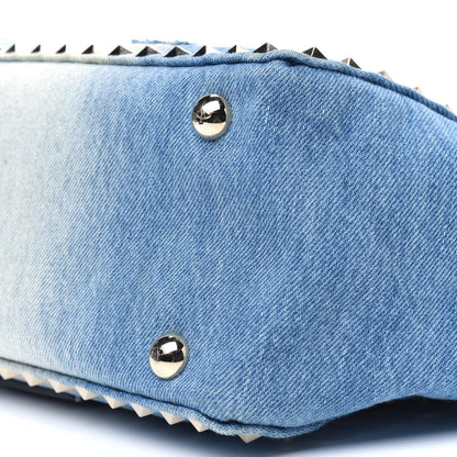 Valentino Garavani Denim Butterfly Embroidered Small Rockstud Tote Light Denim 11 of 13