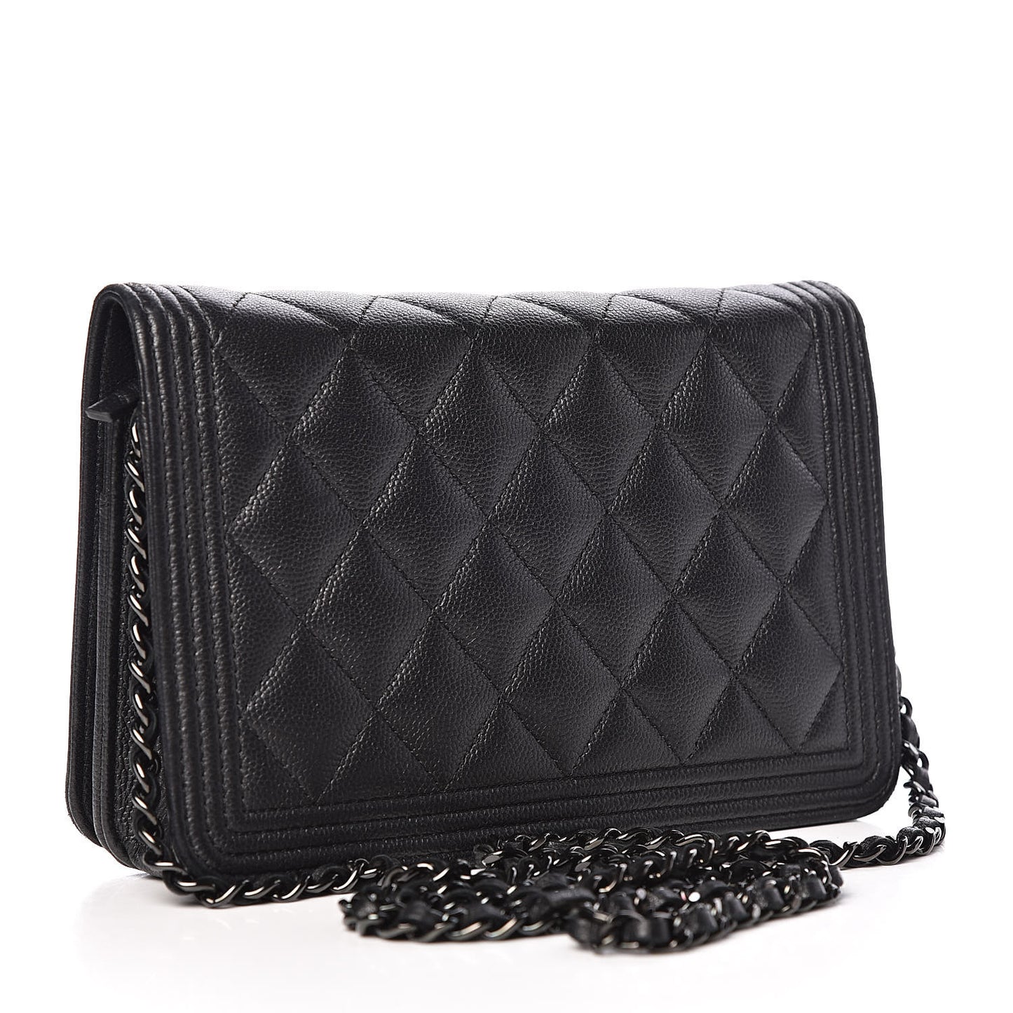 Caviar Quilted Boy Wallet On Chain WOC So Black
