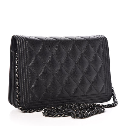 Chanel Caviar Quilted Boy Wallet On Chain WOC So Black 3 of 14