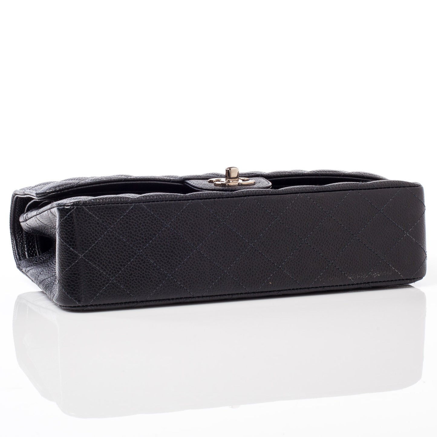 Caviar Quilted Medium Double Flap Black