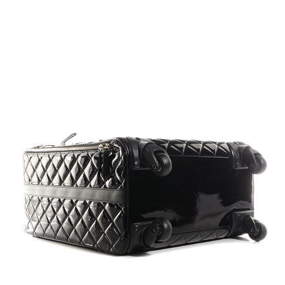 Chanel Vinyl Calfskin Quilted Trolley Rolling Luggage Black 4 of 8