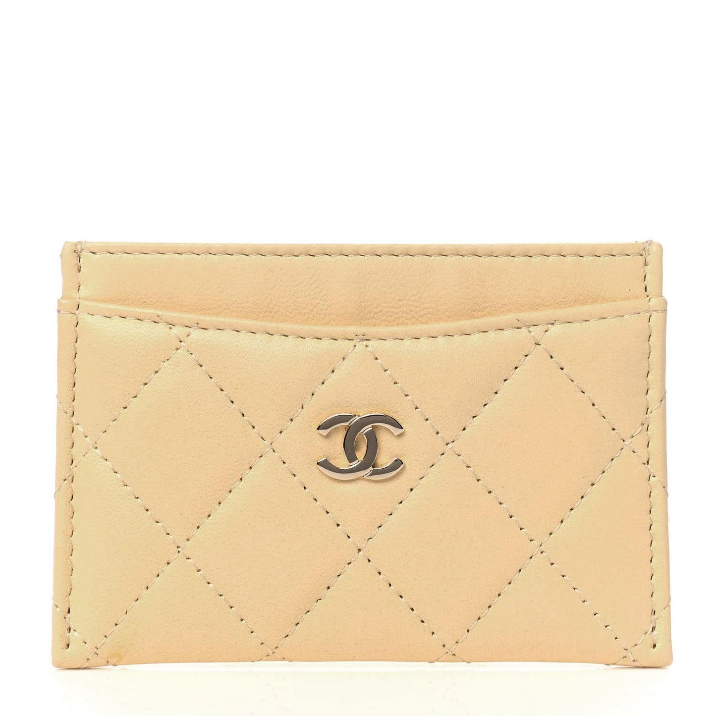Lambskin Quilted Card Holder Yellow