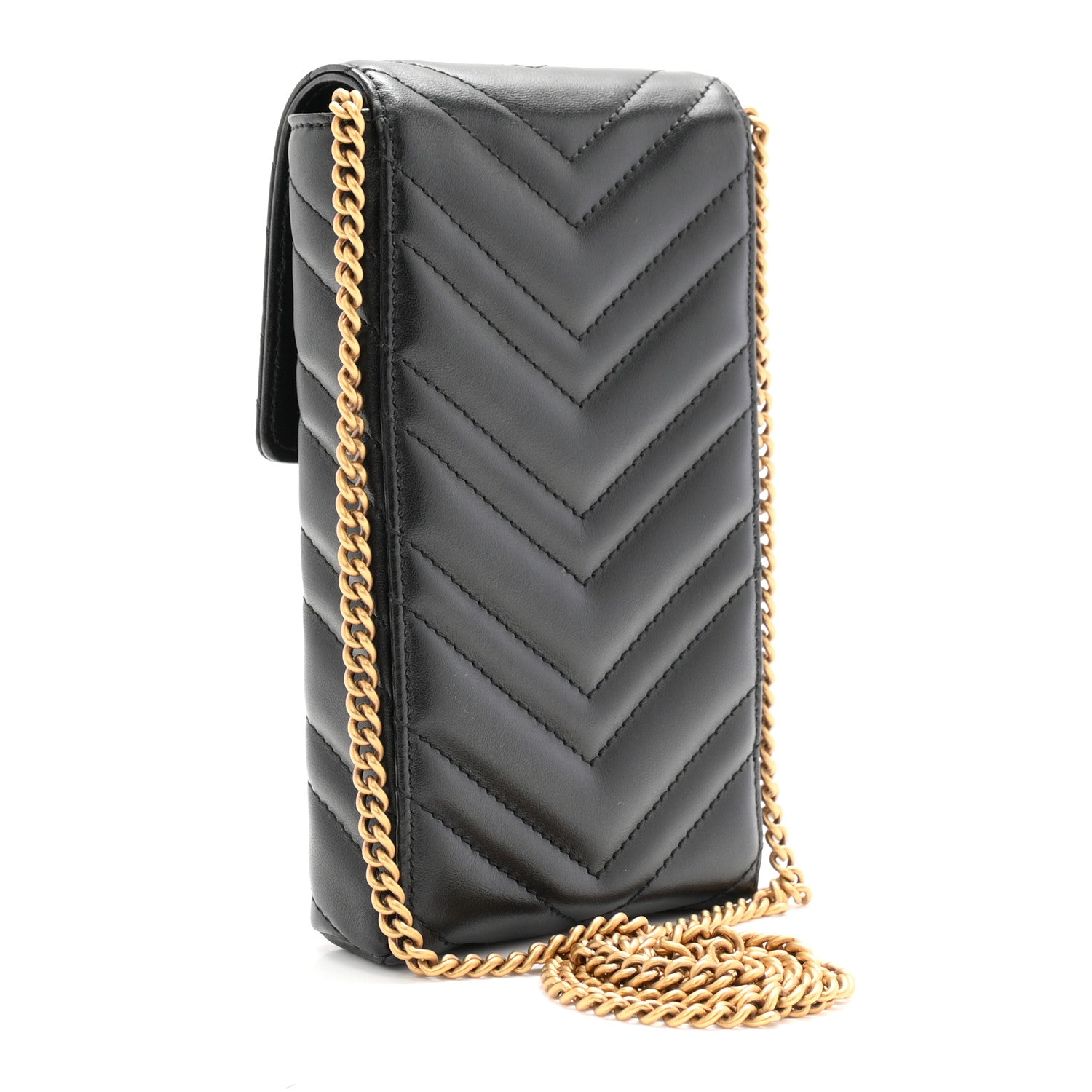 Gucci Calfskin Small GG Marmont Phone Crossbody Bag Black 3 of 10