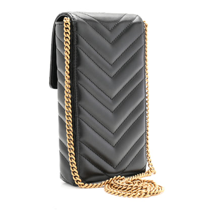 Gucci Calfskin Small GG Marmont Phone Crossbody Bag Black 3 of 10