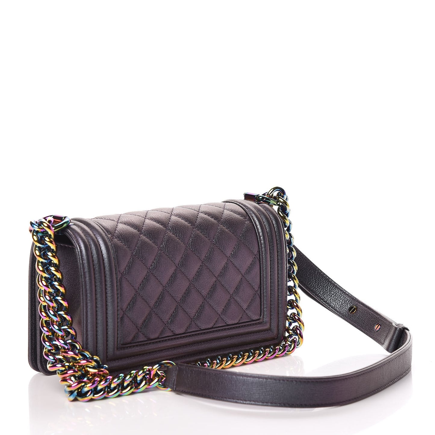 Iridescent Goatskin Quilted Small Boy Flap Purple