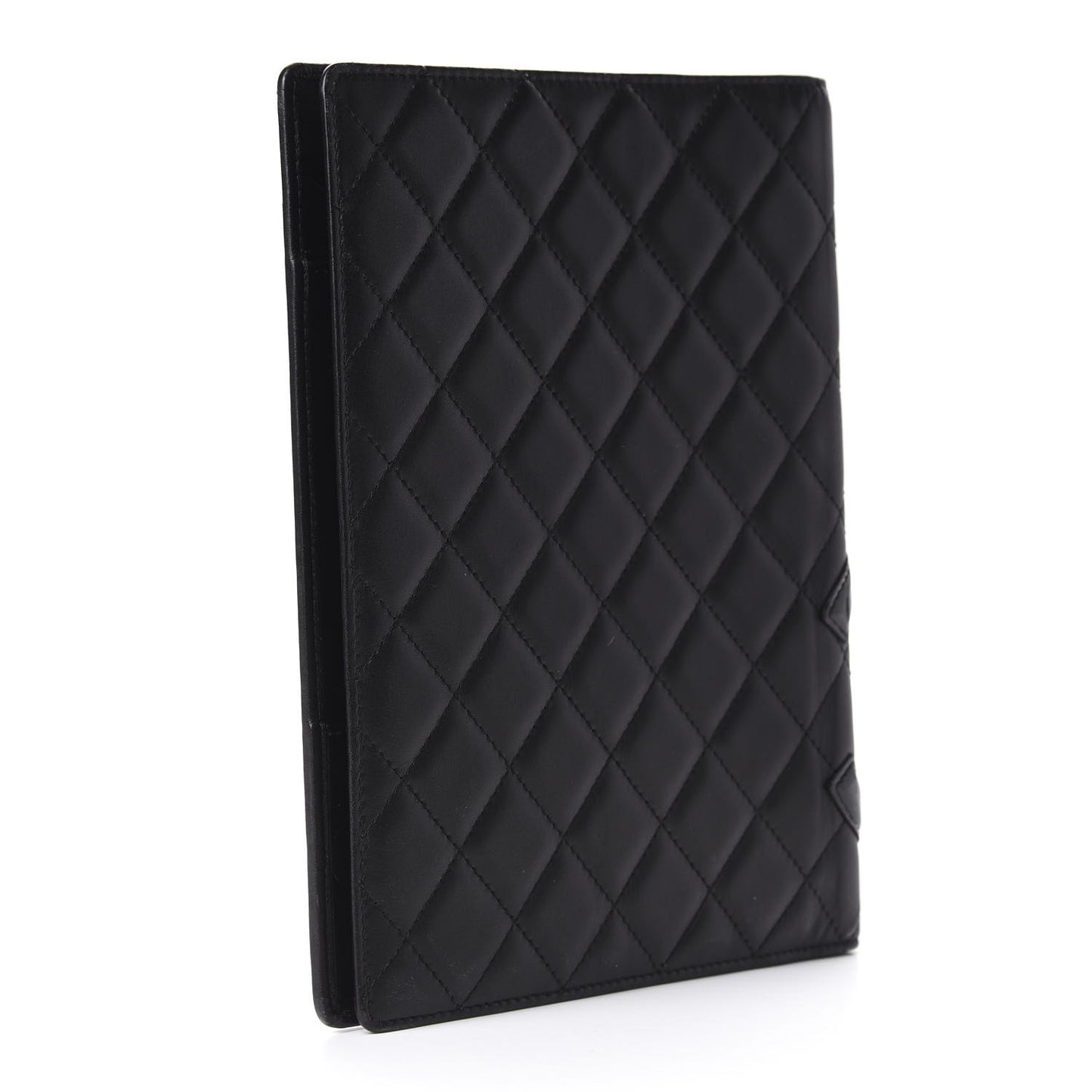 Calfskin Quilted Large Cambon Agenda Planner Black