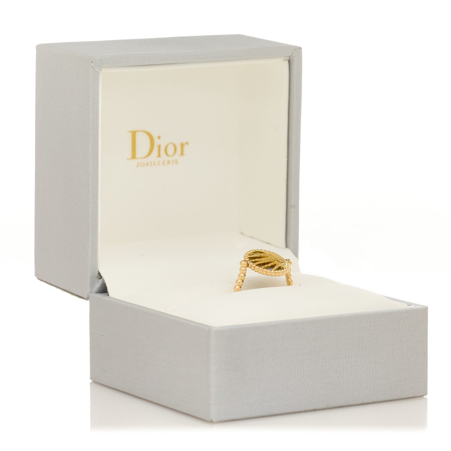 Christian Dior 18K Yellow White Gold Diamond Black Onyx Mother of Pearl Rose Celeste Ring 50 5.25 5 of 5