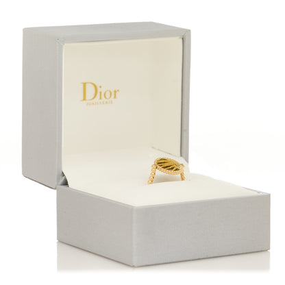 Christian Dior 18K Yellow White Gold Diamond Black Onyx Mother of Pearl Rose Celeste Ring 50 5.25 5 of 5