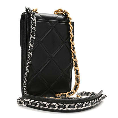Chanel Lambskin Quilted Chanel 19 Phone Holder With Chain Black 3 of 11