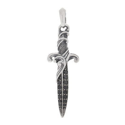 David Yurman Sterling Silver Black Diamond Waves Dagger Amulet Pendant 1 of 4