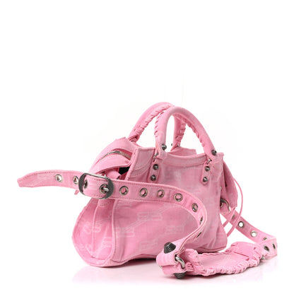 Balenciaga Denim BB Monogram Neo Cagole Handbag XS Pink 4 of 11
