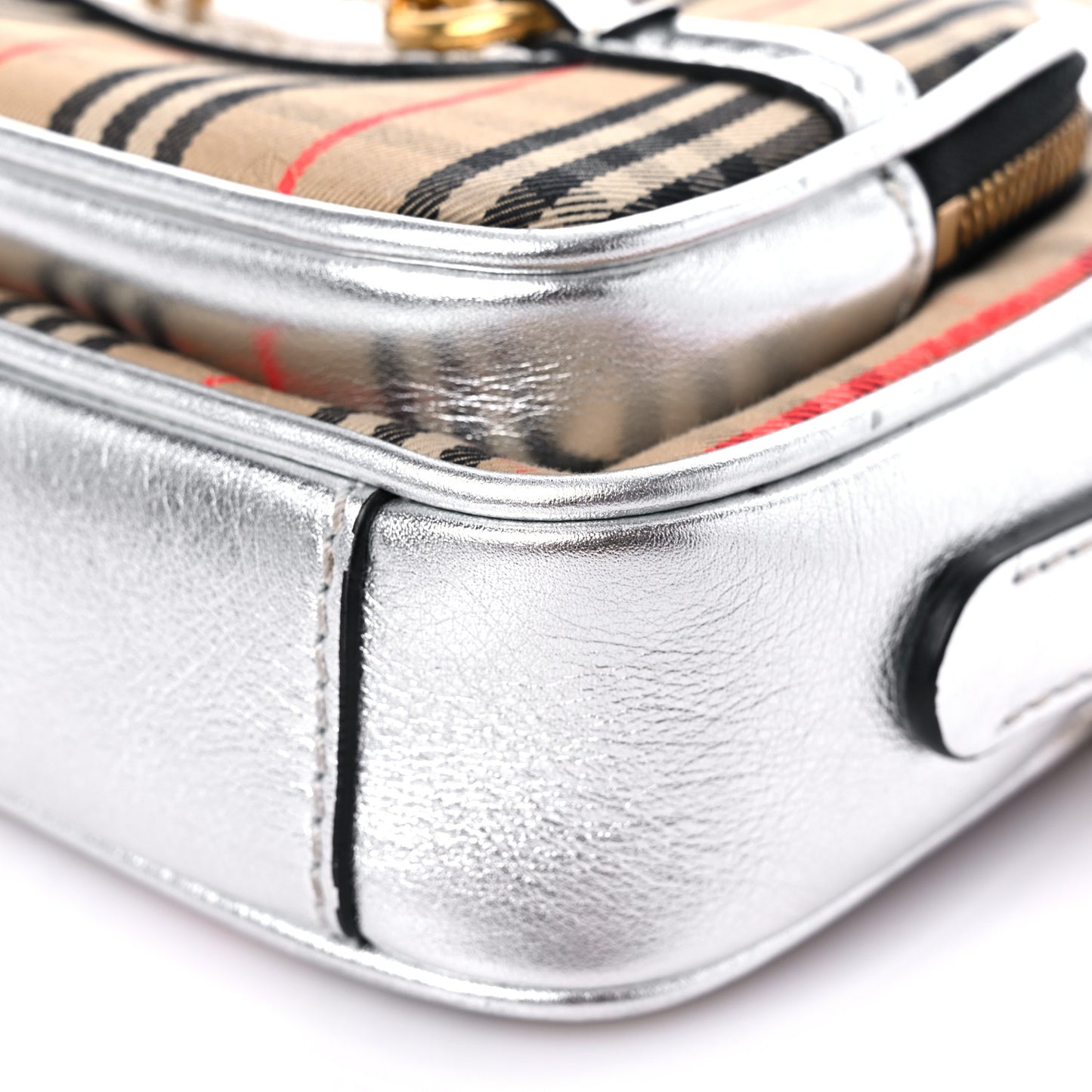 Smooth Calfskin 1983 Knight Check Link Camera Bag Silver