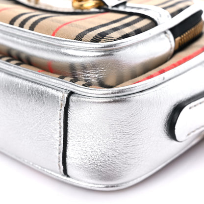Burberry Smooth Calfskin 1983 Knight Check Link Camera Bag Silver 9 of 14