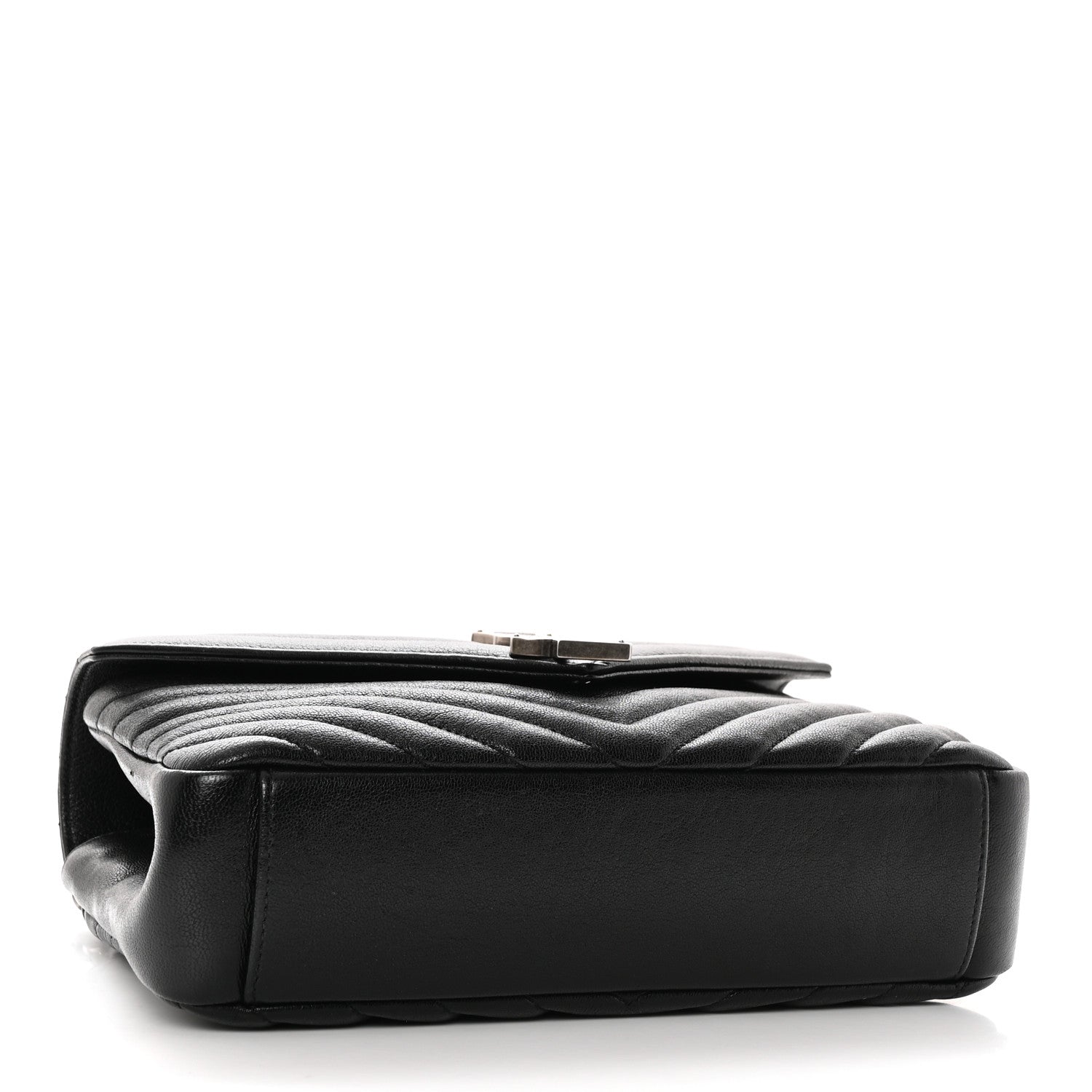 Saint Laurent Sheepskin Matelasse Chevron Monogram Medium College Bag Black 4 of 9