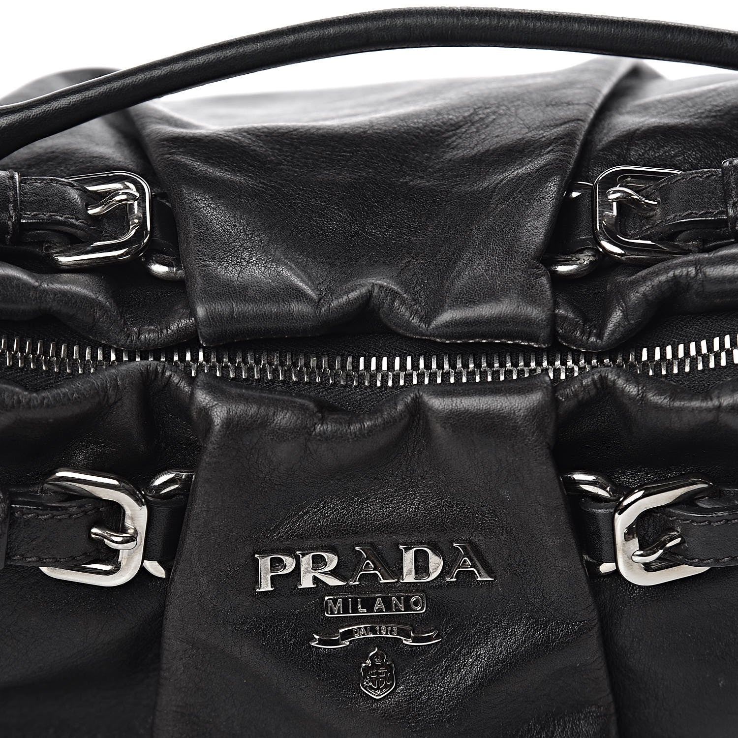 Prada Soft Calfskin Pleated Hobo Black 15 of 16