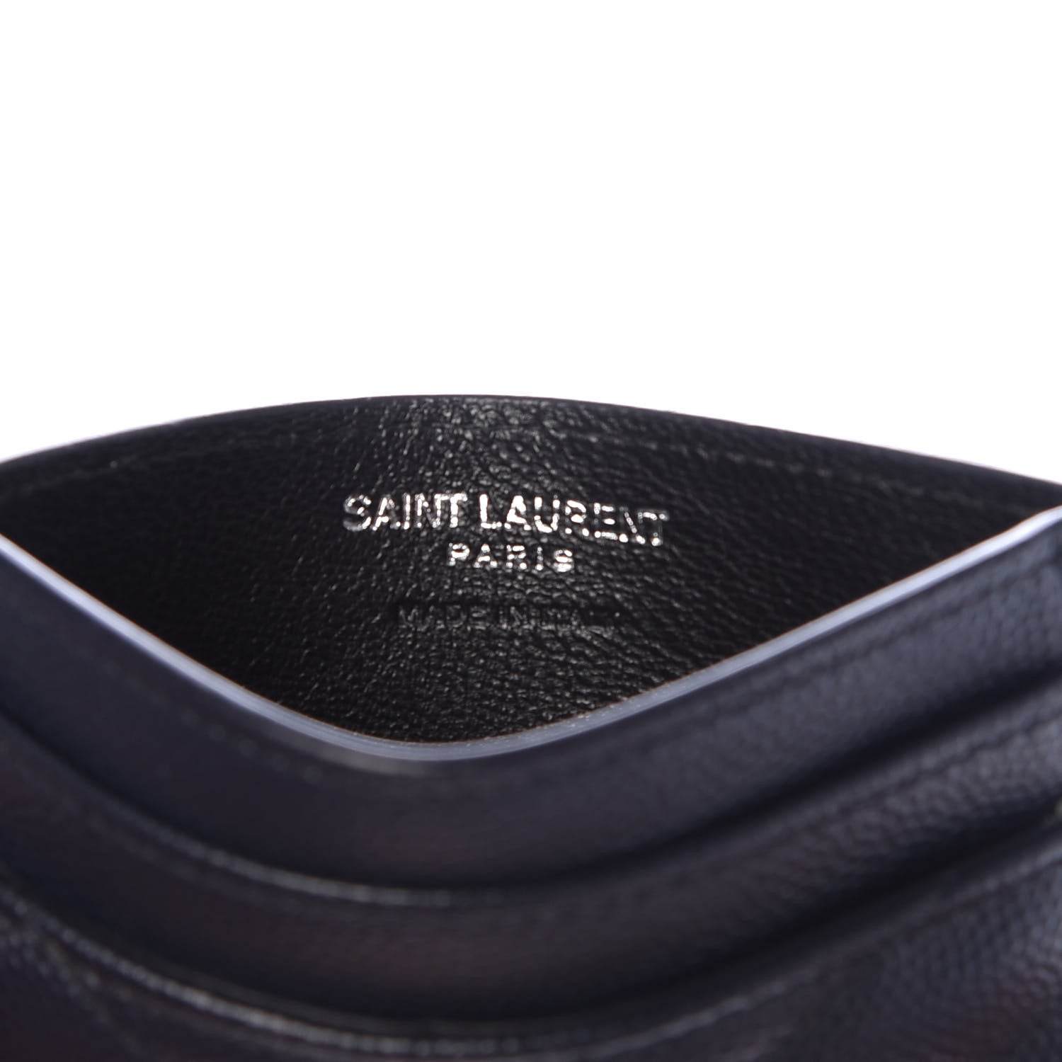 Saint Laurent Grain De Poudre Matelasse Monogram Chevron Credit Card Case Deep Marine 6 of 12