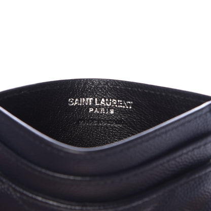 Saint Laurent Grain De Poudre Matelasse Monogram Chevron Credit Card Case Deep Marine 6 of 12