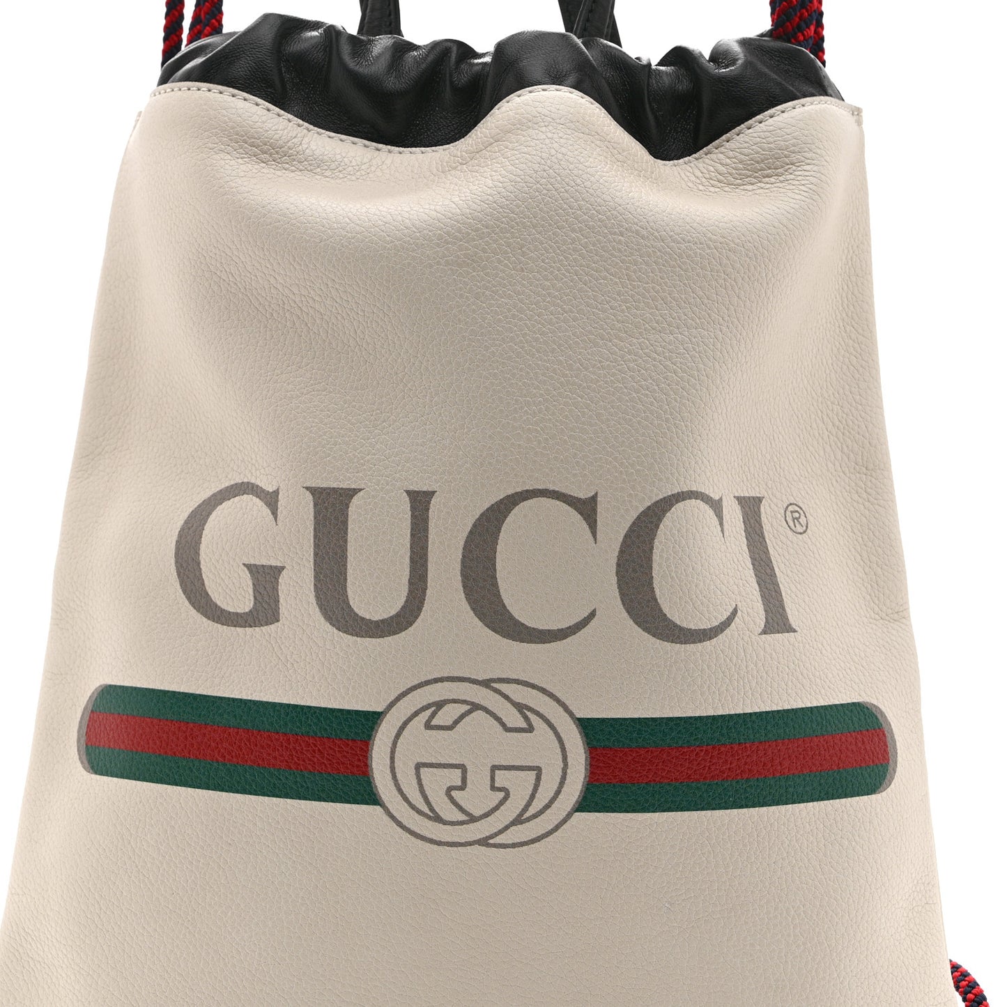 Calfskin Logo Drawstring Backpack Mystic White